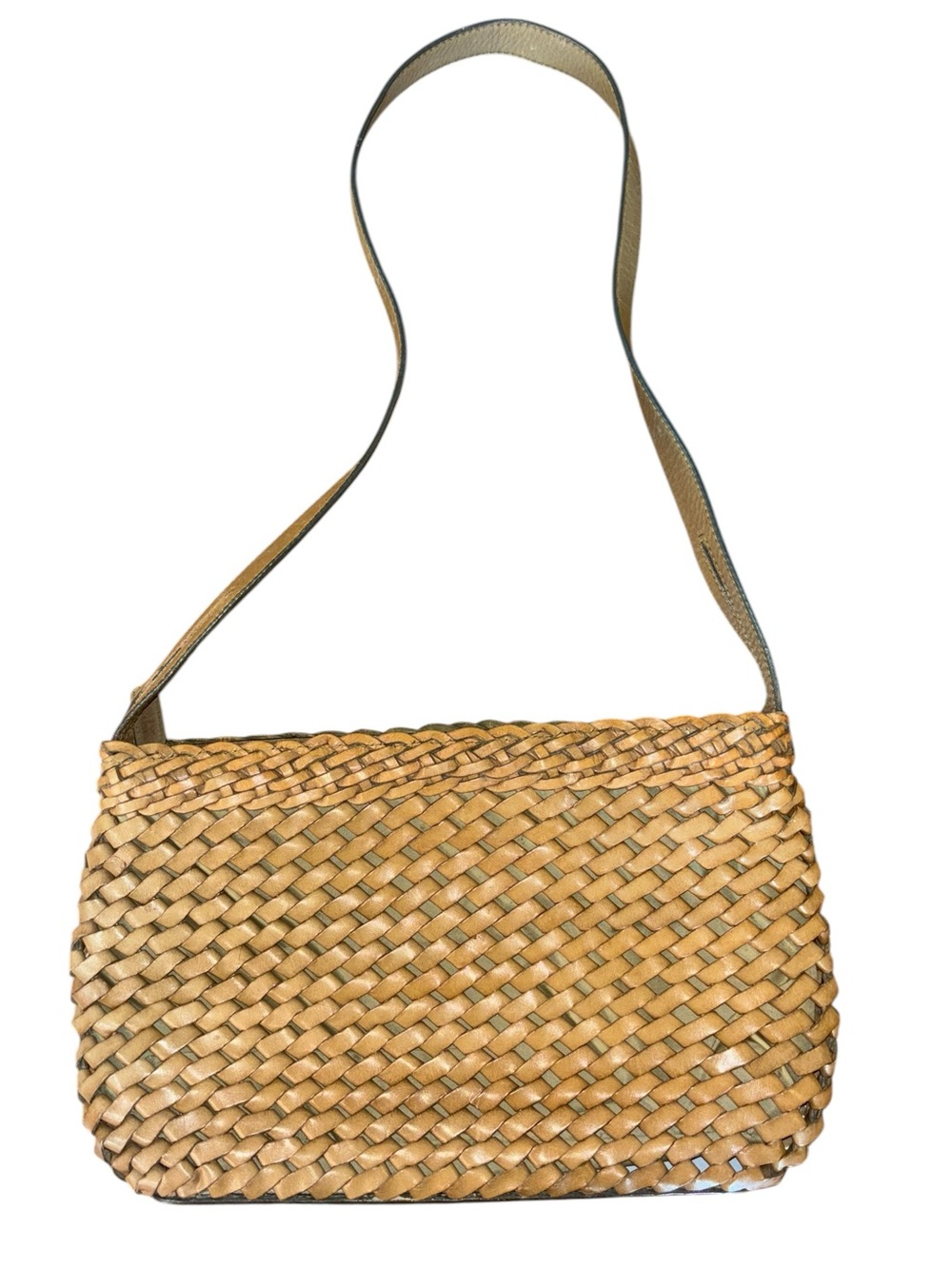 Fossil brown woven leather vintage handbag